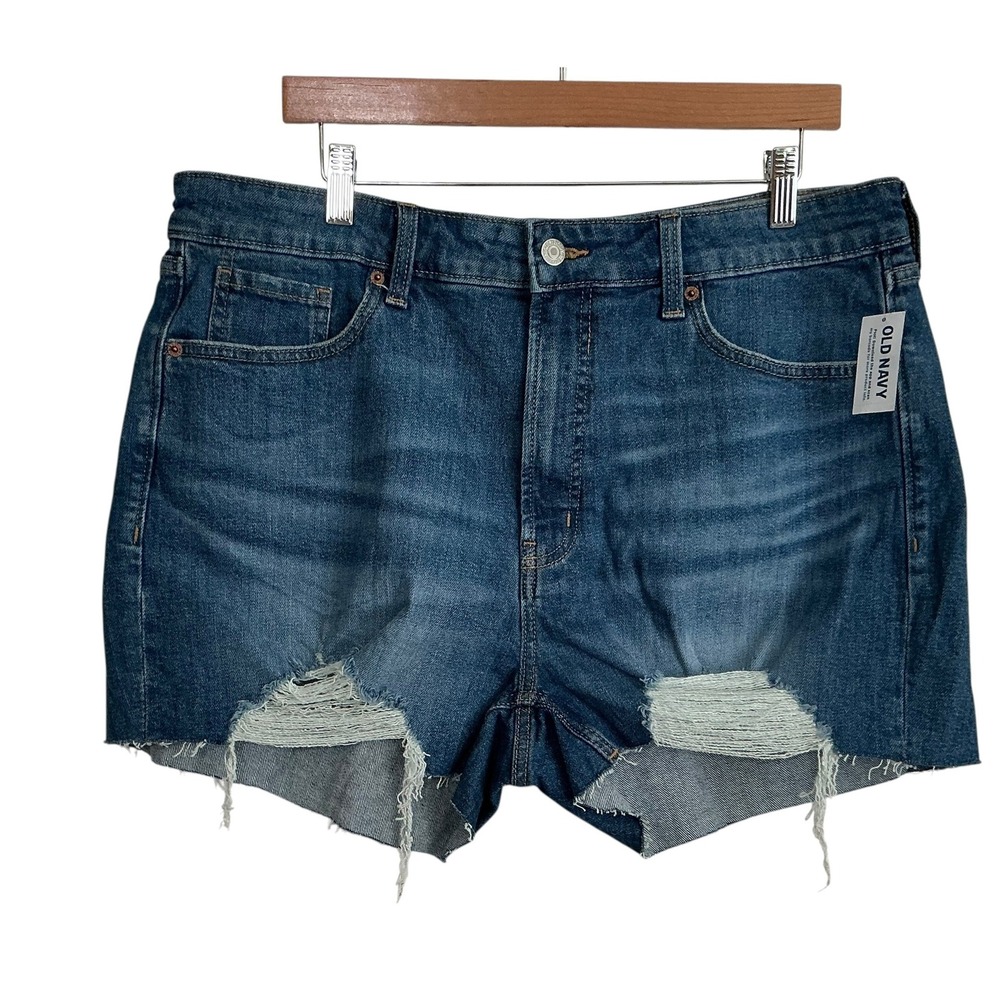 Old Navy Womens High Rise OG Straight Distressed Denim Jean Short Shorts Size 16